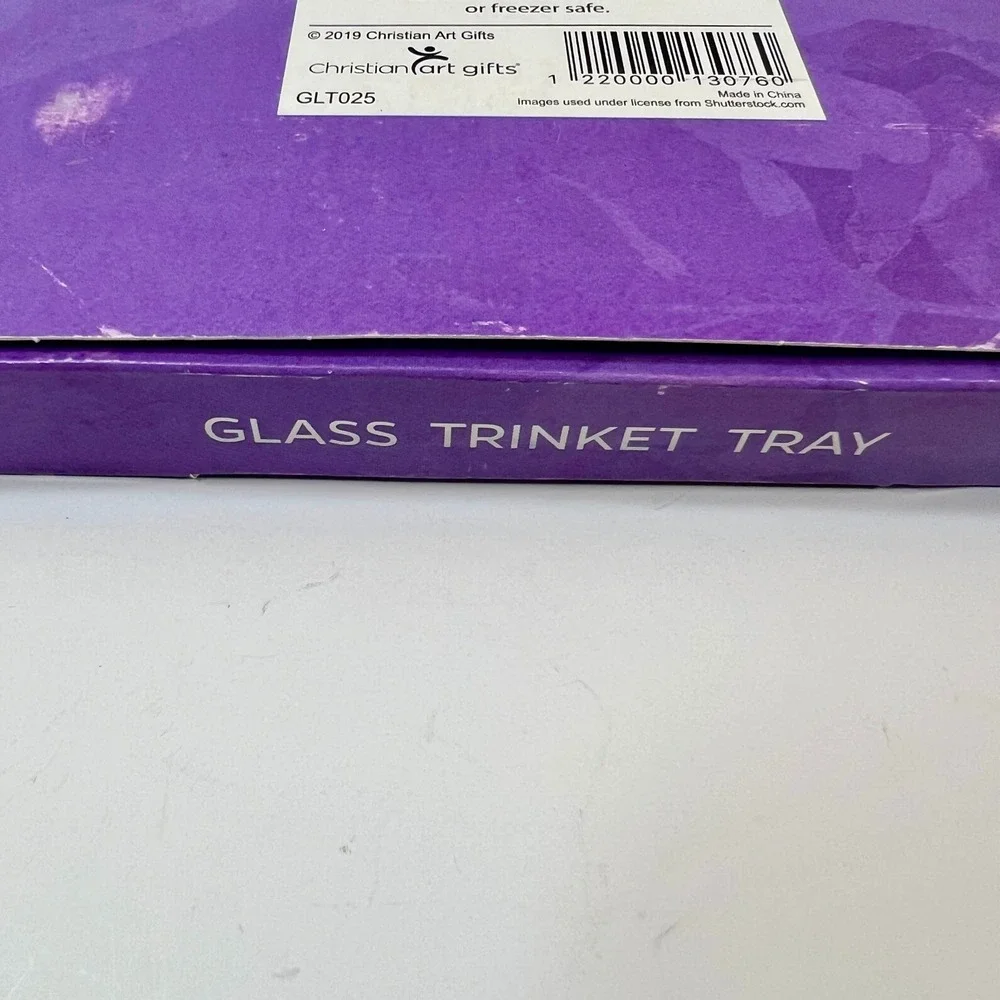 Christian Art Gifts Romans 12:2 Glass Trinket Tray Floral Gold Leaf GLT025 NEW